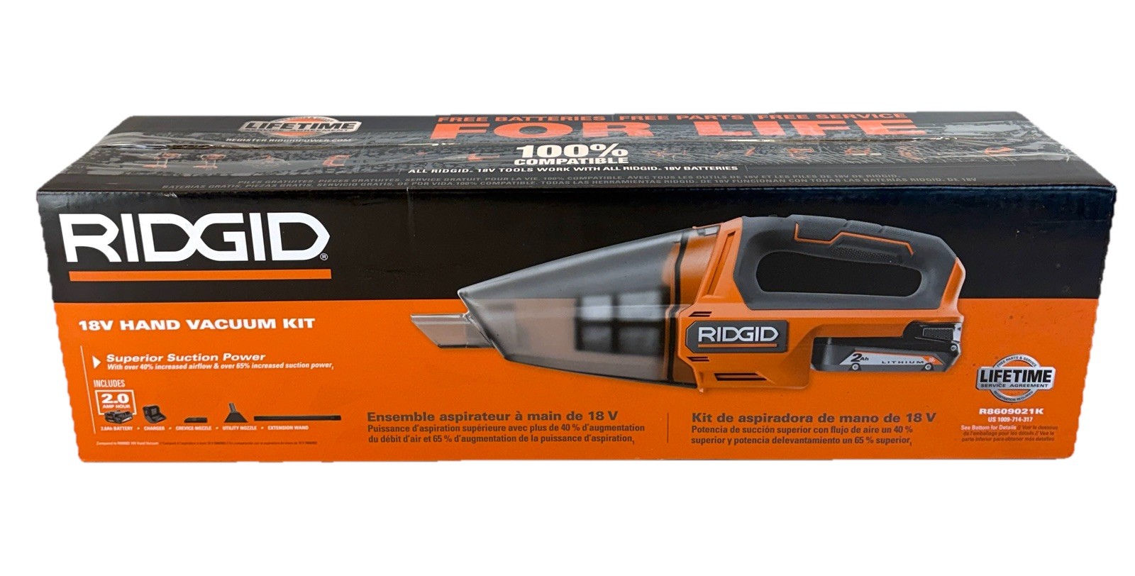 Ridgid 18V Cordless Hand Held Vacuum W/ 2 Ah Battery & Charger Model R8609021K