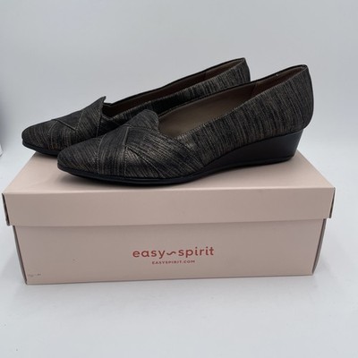 Easy Spirit E360 Women s 8.5 Loafer Slip-on Shoes Brown Metallic & Black Classic