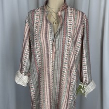 Tunic Top Sz 40 M Indian Traditional Kurta Long Blouse Long Sleeve Lined EUC