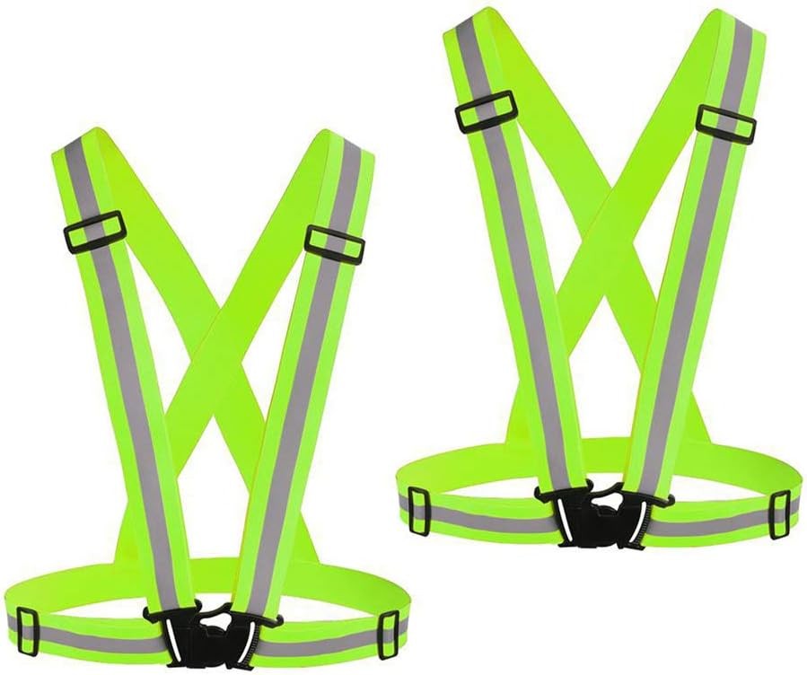 Reflective Vest Running Gear 2Pack, High Visibility Adjustable Safety Ves