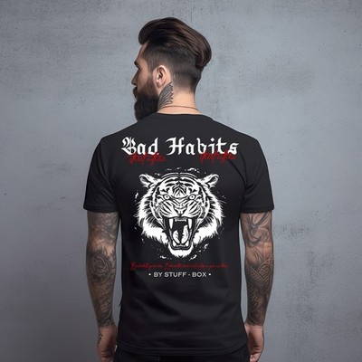 Stuff-Box Bad Habits Shirt in Schwarz für Männer Zeige deinen rebellischen Stil