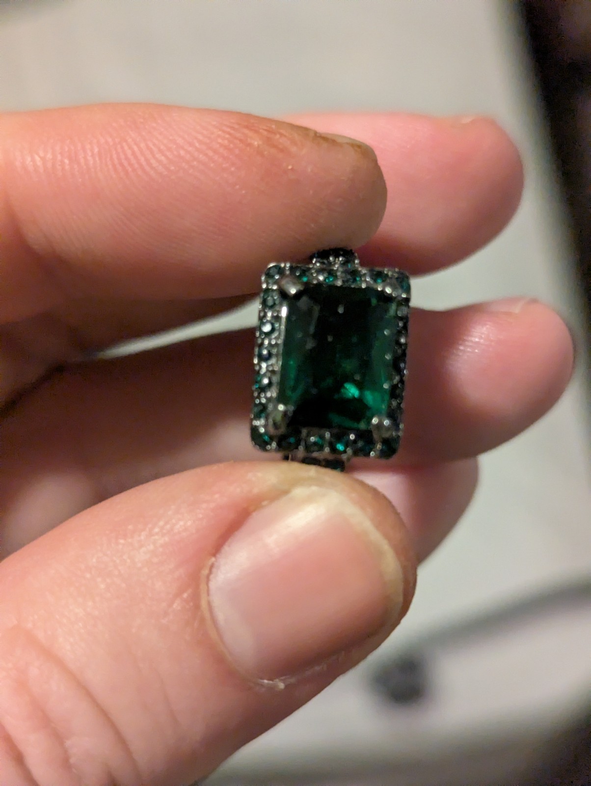 Green Rectangle Cut Ring - image 3