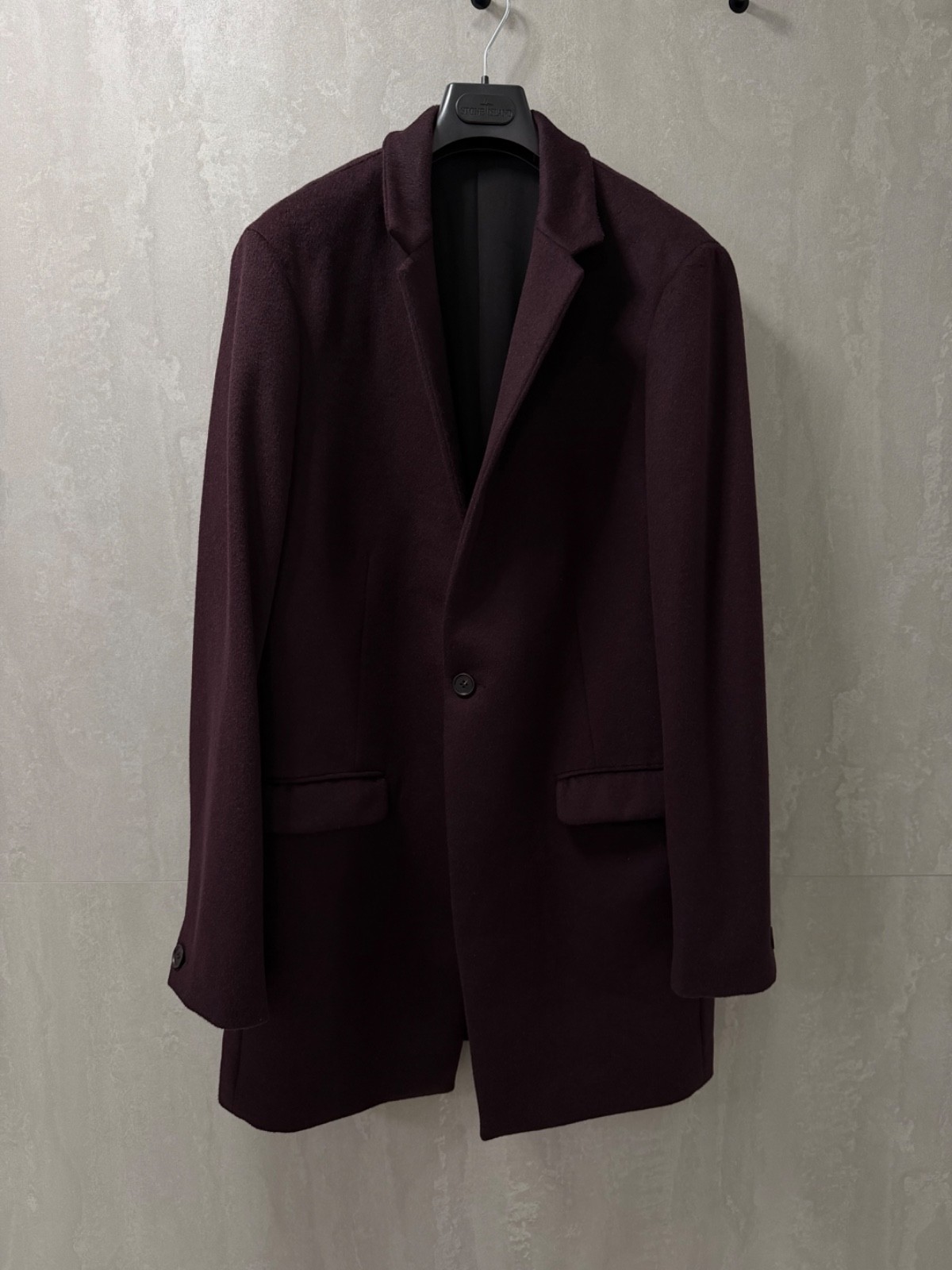 AllSaints wool manor coat jacket dark garnet size M