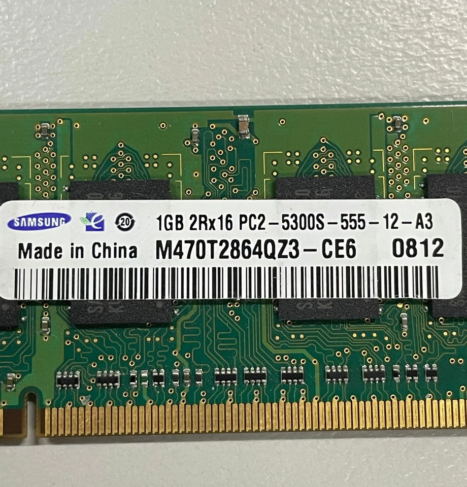 Samsung 1GB DDR2 RAM PC2-5300 667MHz CL5 1.8V non-ECC SoDIMM M470T2864QZ3-CE6 - Image 2 of 4