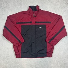 VTG 90s Nike Jacket Big Center Swoosh Back Hit Size L Red Black White Tag