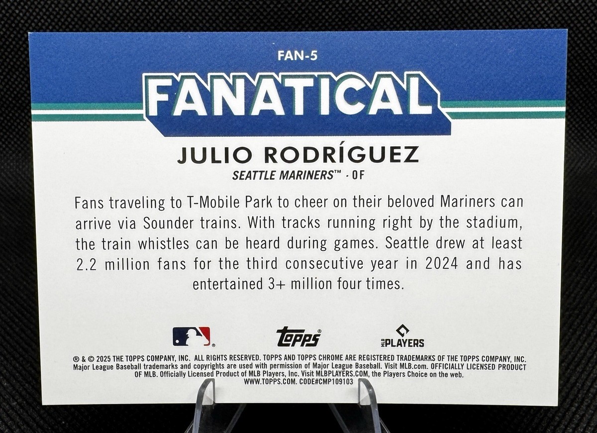 ゲームセンター・ゲームカード JULIO RODRIGUEZ 2025 Topps Chrome Julio Rodriguez FANATICAL #FAN-5 Seattle