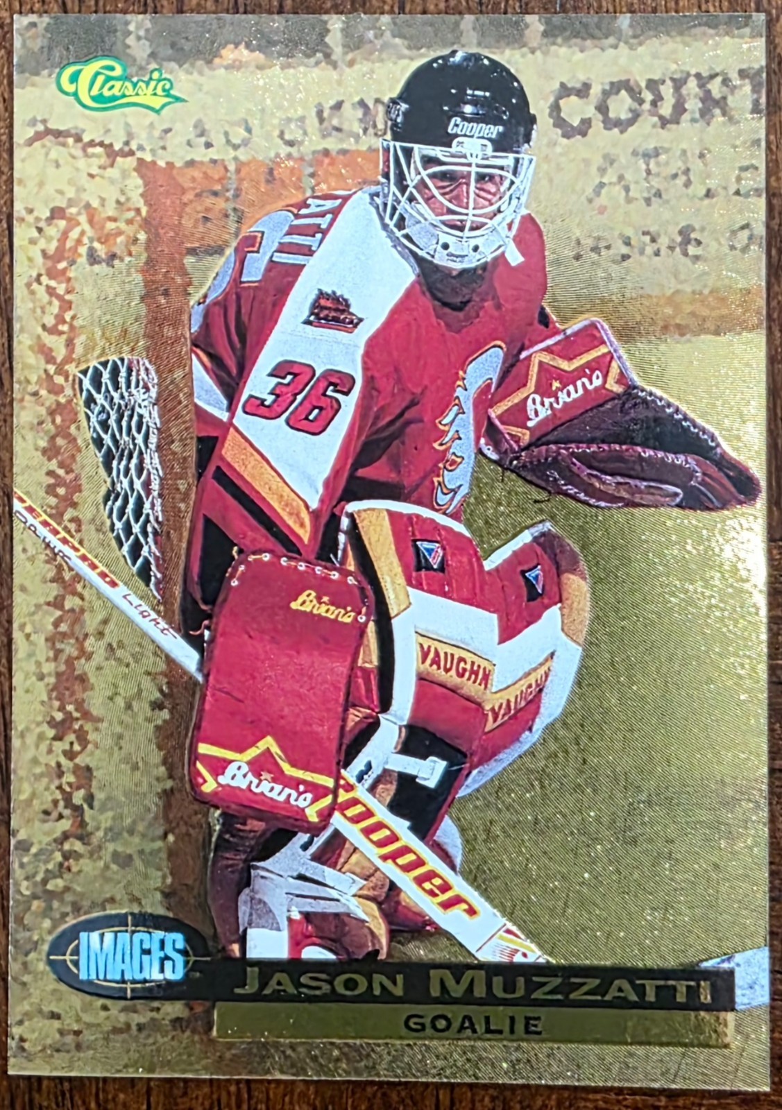 1995 CLASSIC IMAGES JASON MUZZATTI SAINT JOHN FLAMES GOLD PARALLEL #52 NM/MT