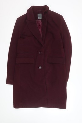 Primark Damen rot Polyester mittellanger Mantel Größe 6