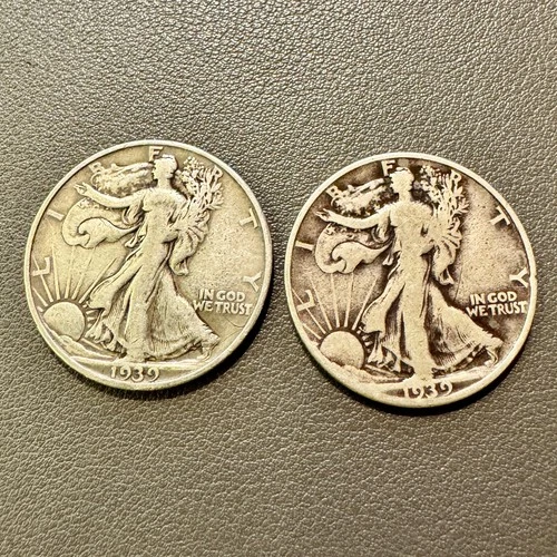 US Coins 90% Silver Lot (2) 1939 D/1939 D Walking Liberty