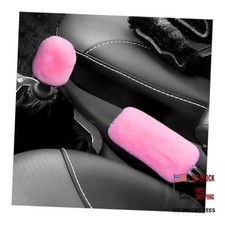 2PCS Fluffy Car Gear Shift Knob  Handbrake Cover, Comfortable Plush Pink