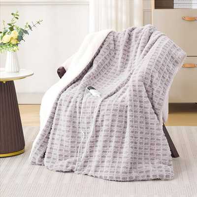 Ultra-Soft Electric Heated Throw Blanket 62''x84'', 6 Heat Levels, Grey