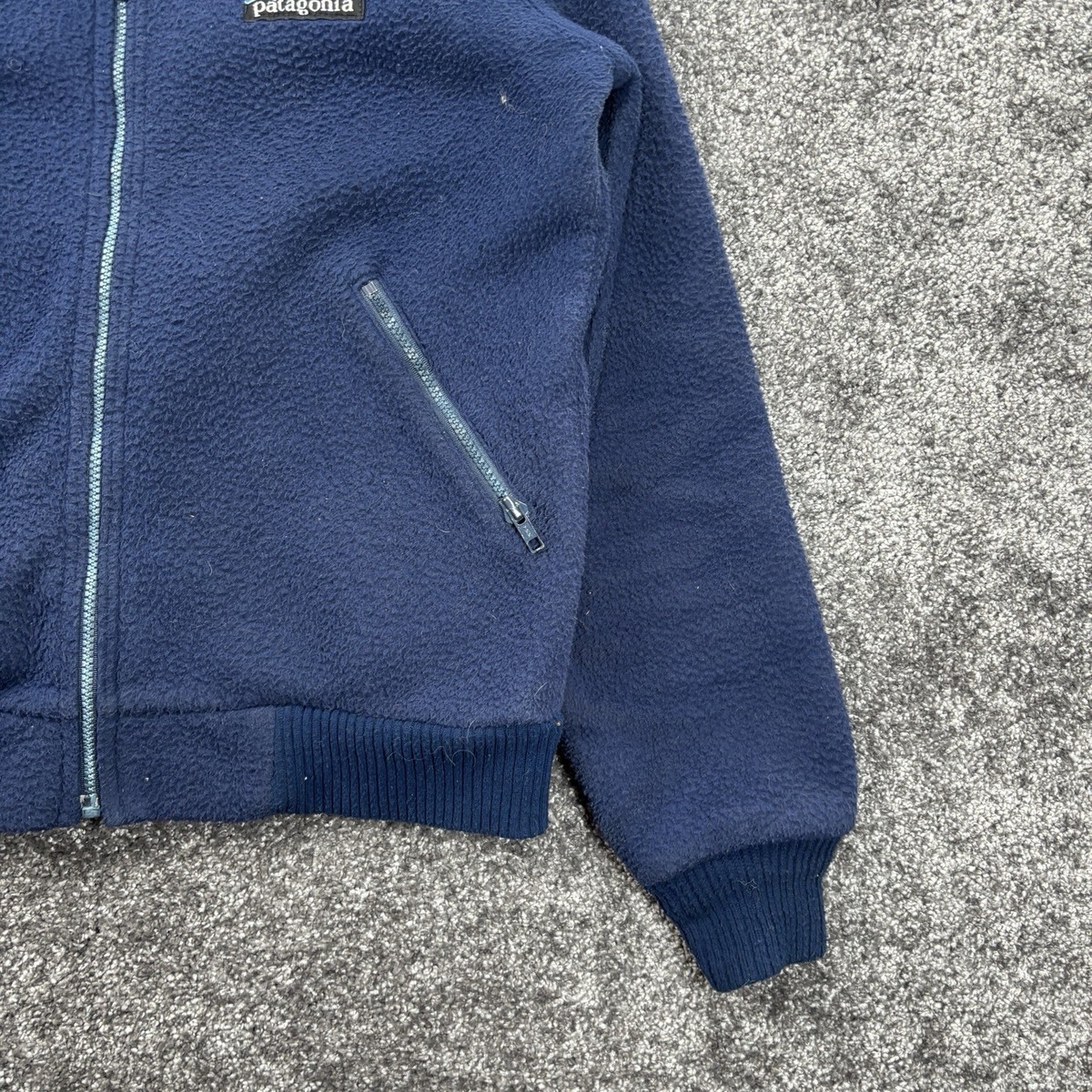 Vintage 70s 80s Patagonia Fleece Jacket Mens Medium Blue Full Zip
