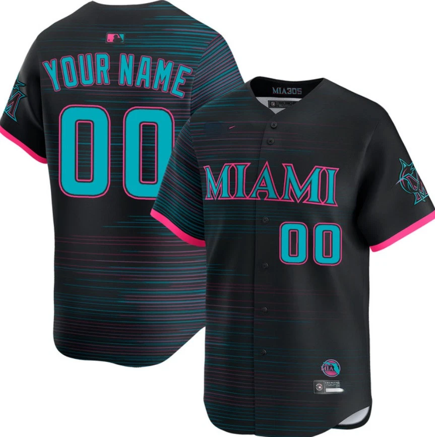 Men's Marlins Black 2025 City Connect  Jersey