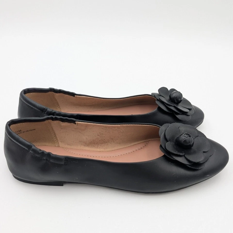 Linea Paolo Floral Ballet Planos Sin Cordones Para Mujer Cuero Negro Talla US7.5M EU38 Foto 4 de 4