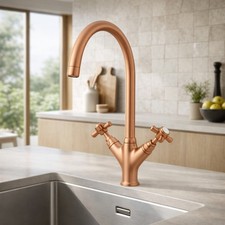 Hemsworth Dual Handle Kitchen Mixer Tap Copper Finish
