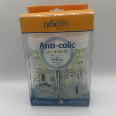 DR. Browns Natural Flow ANTI COLIC Bottle - 9 oz. (2 Pack) Wide Neck - NEW