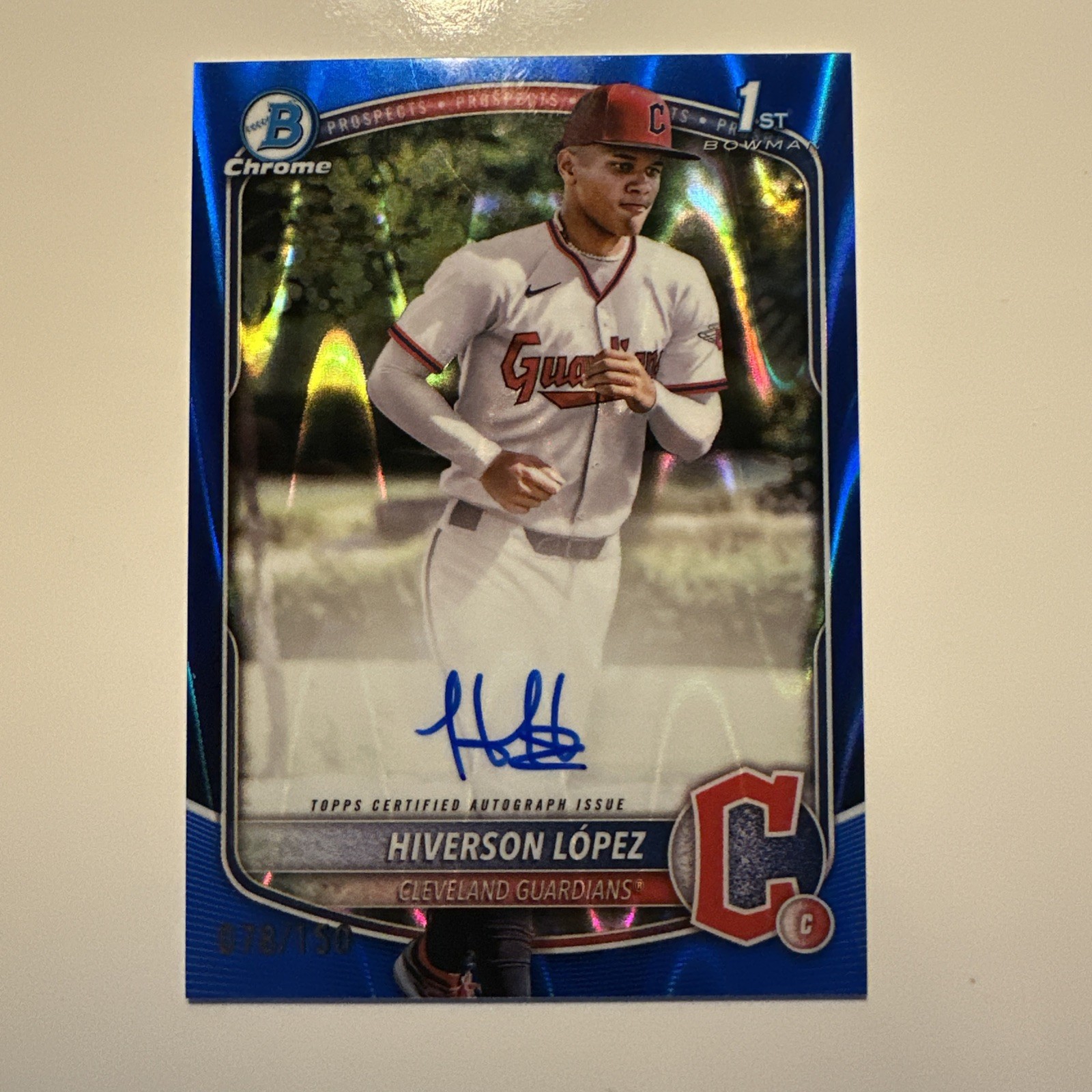2025 Bowman Chrome Hiverson Lopez Auto Blue RayWave Refractor 1st #/150