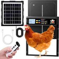 Automatic Chicken Coop Door Solar Powered with Timer, Light Sensor, Remote Co...