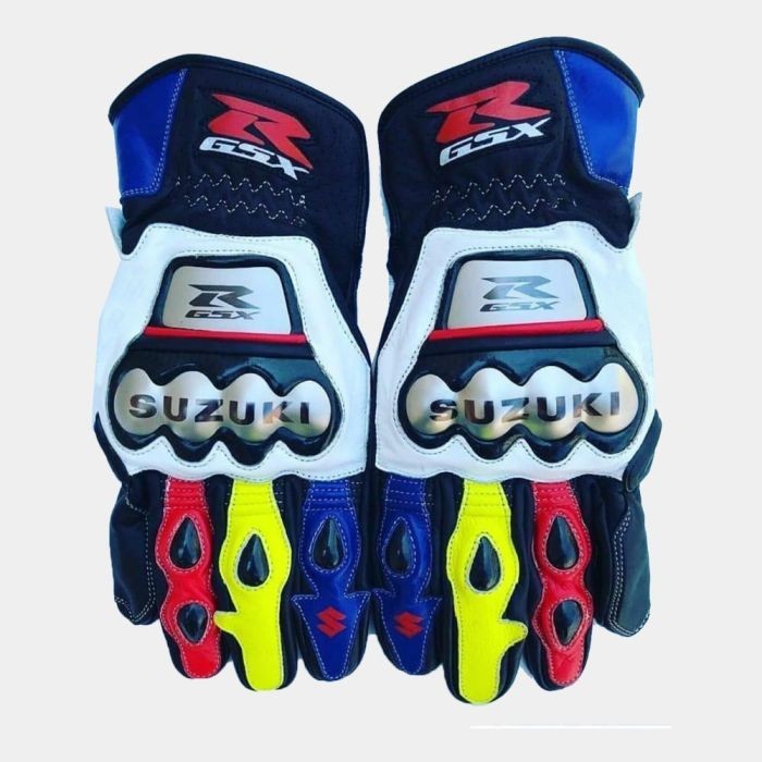 Gants de moto SUZUKI GSXR homme en cuir pour pilote de course et motard urbain