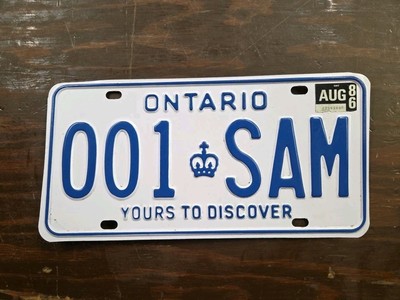Ontario 1986 YOURS TO DISCOVER SAMPLE License Plate 