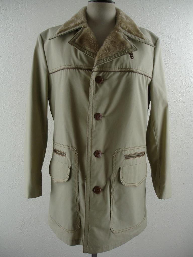 Men's S sz 38 Vtg 1970's McGregor Beige Faux Fur Lined Wool Men's S sz 38 Vtg 1970's McGregor Beige Faux Fur Lined Wool