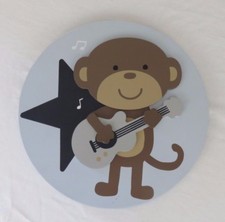 Kidsline Mouse Playing Guitar Oval Wall Hanging Blue/Brown/Black Musical