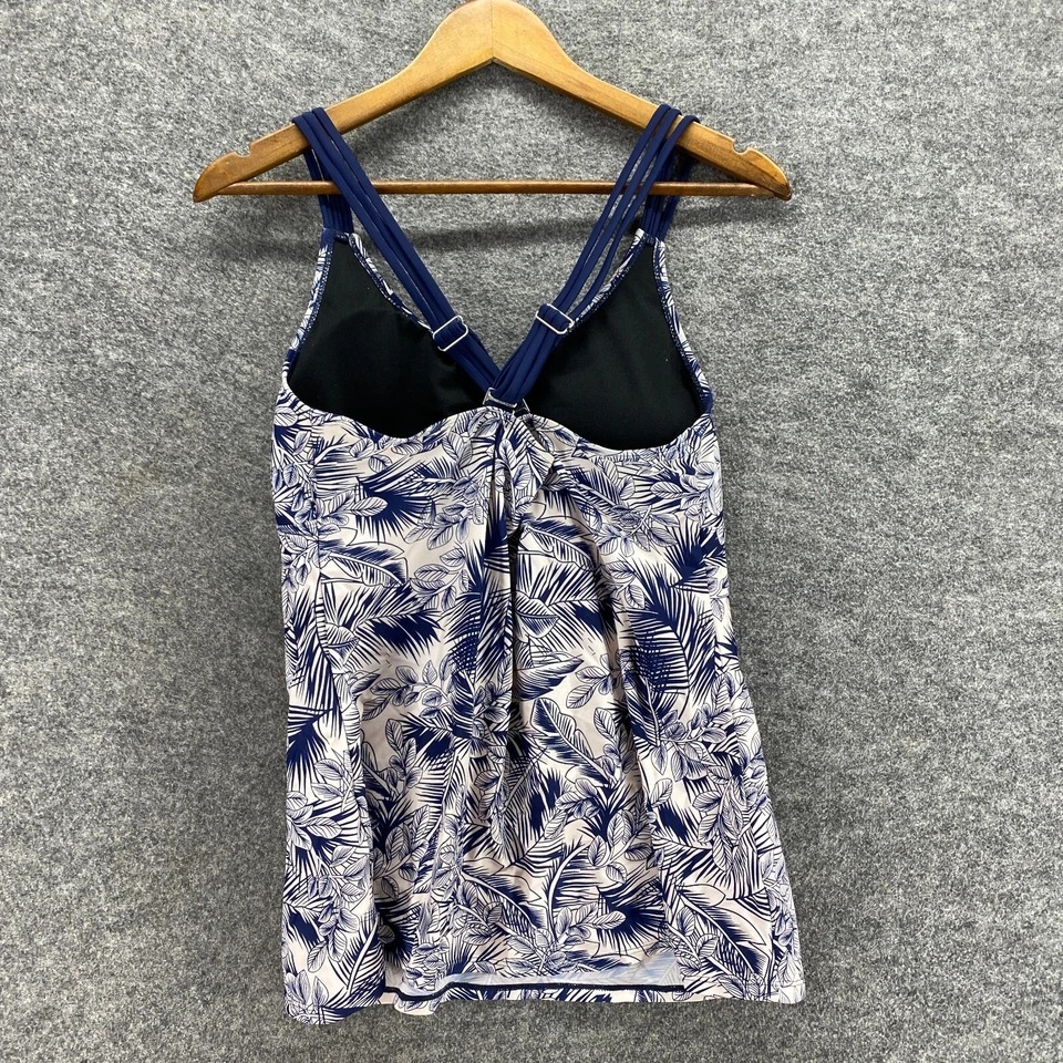 Unbranded Tankini Top Women XL White Floral Push Up V-Neck Sleeveless Wide Strap - Image 2 of 4