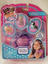 Puppy in My Pocket CHARM BRACELET SET  3 Mini Puppies NEW Yorkie Boston