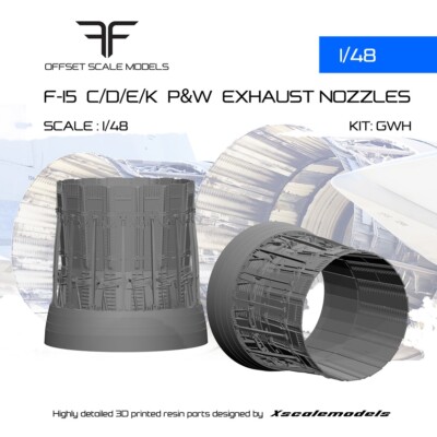 1/48 F-15 C/D/E/K P&W OPEN EXHAUST NOZZLES - for GWH kit (offset scale models)