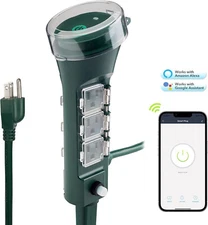 HBN Outdoor Smart Plug 6 Grounded Outlets IP44 Wi-Fi For String Light/Decoration