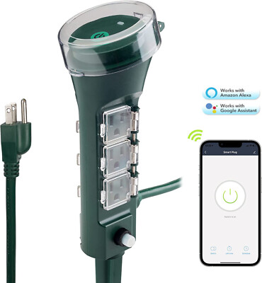 HBN Outdoor Smart Plug 6 Grounded Outlets IP44 Wi-Fi For String Light/Decoration