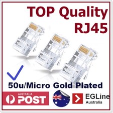 Pro RJ45 Crimp Plug Cat5E Network Cable Connector UL Listed 50u/micron Gold