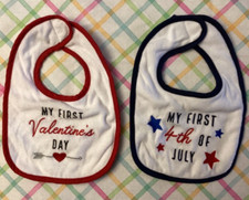 HB Baby My First Valentine's Day  First 4th of July Bibs