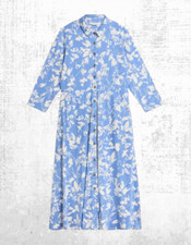 Womens White Stuff Shirt Dress Long Sleeve Printed 3/4 Sleeve Blue PR