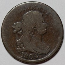 1804 Draped Bust Half Cent - Weak Spiked Chin - US 1/2c Copper Coin
