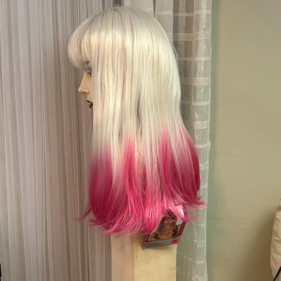 Peluca Diva de Incognito Larga Recta - LIQUIDACIÓN Menta Twist Blanco Rosa Foto 3 de 4