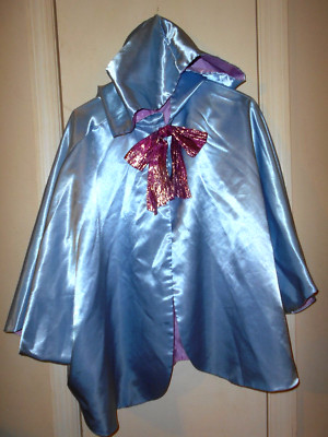 Disney Cinderella Fairy Godmother OS Blue Fastenable Bow Hooded Cape.