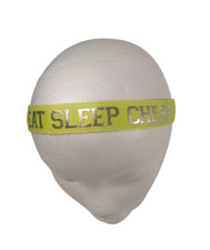Banded Cheerleader Headband Neon green Silver Eat Sleep Cheer