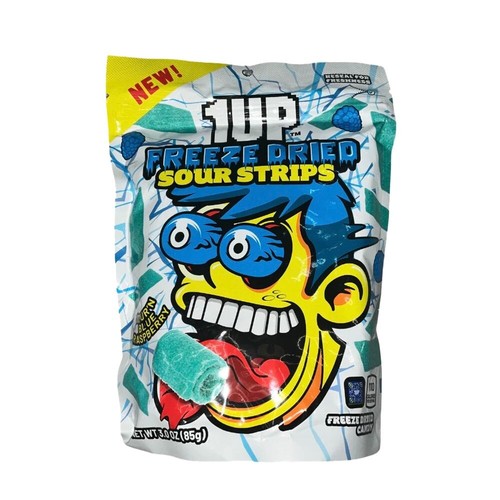 1UP Freeze Dried Sour Strips Blue Raspberry 85g Resealable Bag Faze Rug (USA)