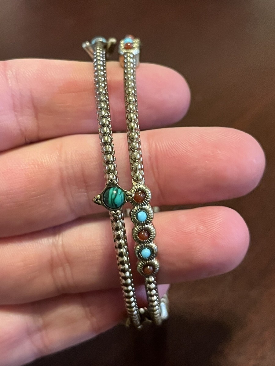 Vintage RJ Graziano CN Silver Tone Bangle Bracelets with