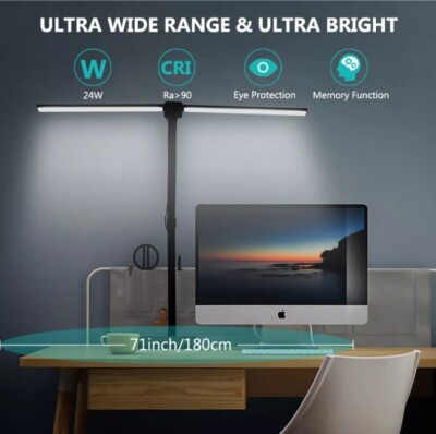 Double Head LED Desk Lamp Office Lighting Gooseneck Dimmable 900 Lumens NEW