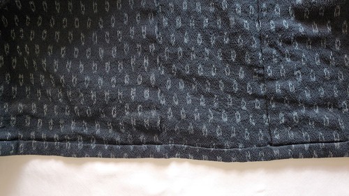 Vintage Seide/Viskose Krepp schwarz & blau japanisch volle Länge 59" Kimono mit Futter - Bild 10 von 12