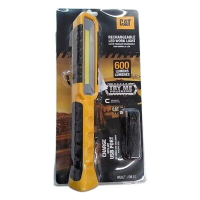 cat 600 lumen led rechargeable spotlight flashlight 600-Lumen The cordless rechargeable LED work light features dimmable LED technology that offers the user more flexibility in light output PEAK Rechargeable LED 600 Lumens