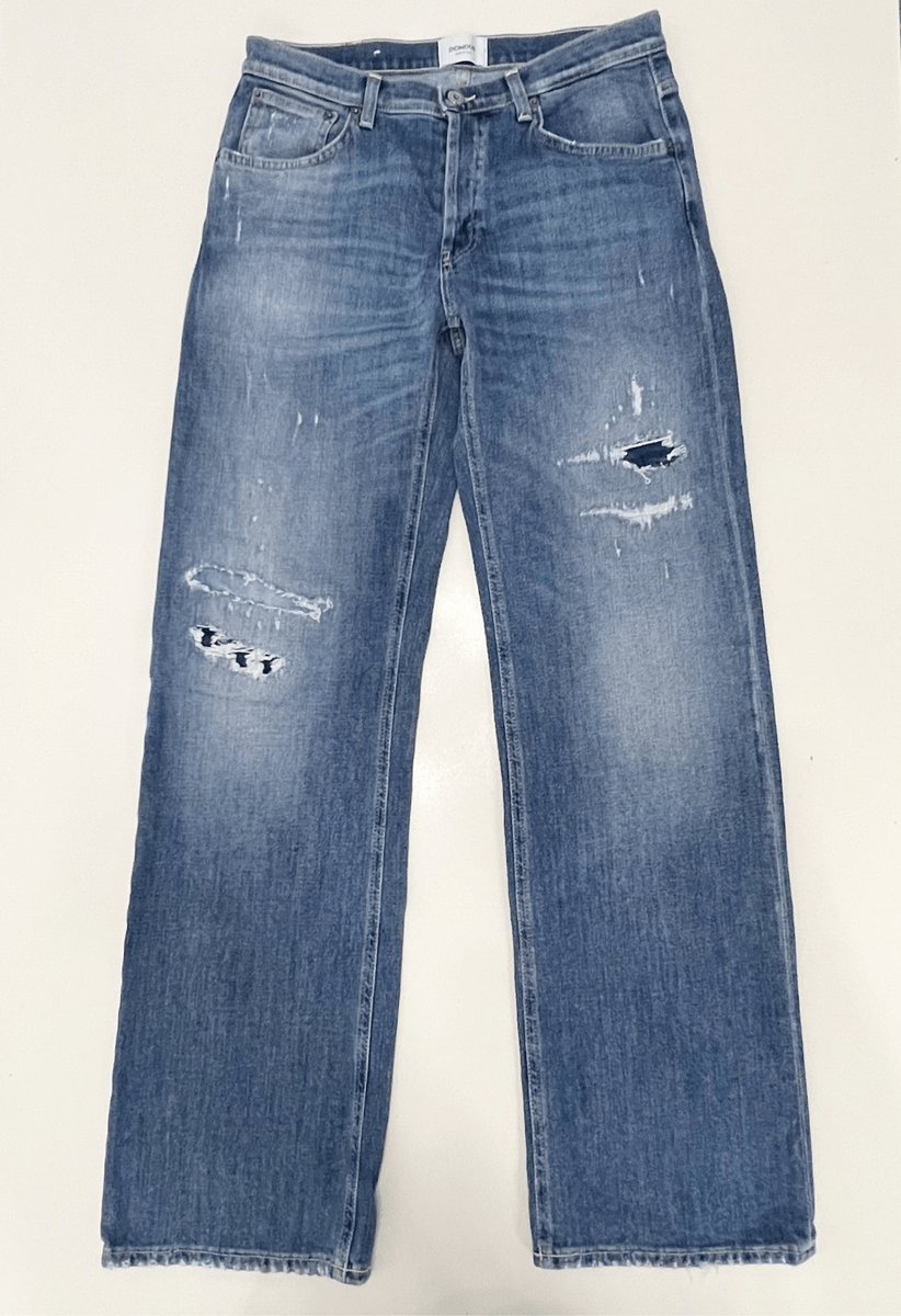 デニム・ジーパン DONDUP Women Straight Pants DP619DF0266DGZ6800 Blue Dondup Womens Blue Jacklyn Loose Fit Distressed Straight Leg