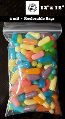 12'' x 12'' Clear Zip Seal Plastic Bags 2Mil Jewelry Pill Zipper Top Lock Baggies