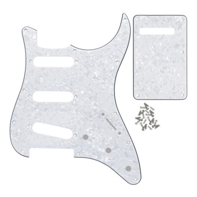 FLEOR 4Ply Weiß Perle 3 Single Coil Pickups-11 Hole SSS Pickguard Backplate Set