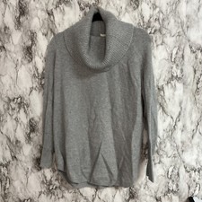 Caslon Women s Grey Funnel Neck Wool Blend Pullover Sweater Medium