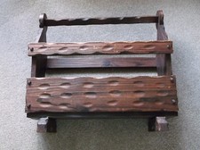 Vintage Large Pigot Wooden Magazine Rack, Solid Carved Wood Vinyl LP Newspapers