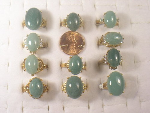 # 3 Pcs LOT RINGS *Special Size 10* ADVENTURINE GEMSTONE SEMI-PRECIOUS 870 - Picture 7 of 7
