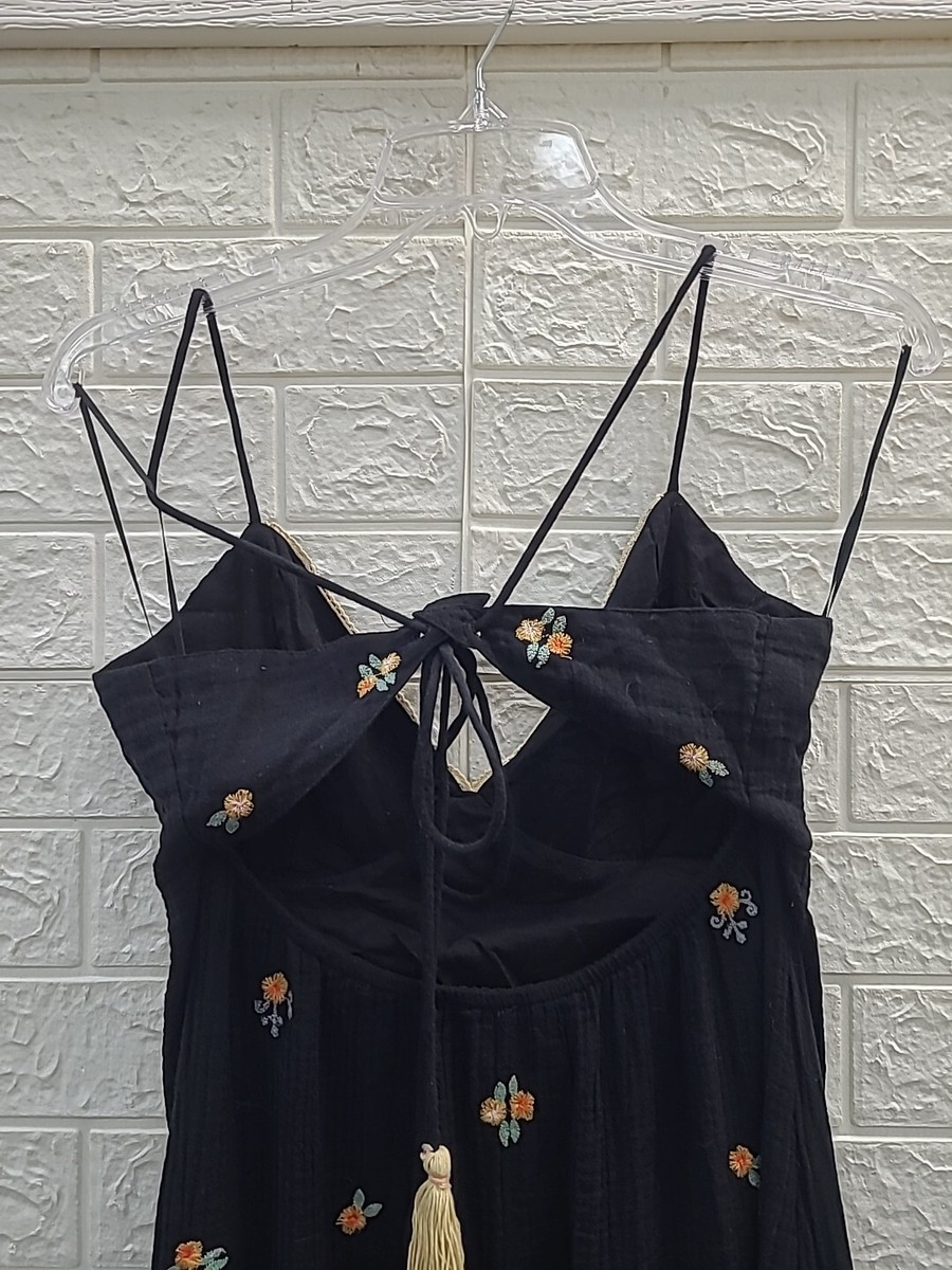 New Free People Hibiscus Tiered Black Dress Size Medium | eBay